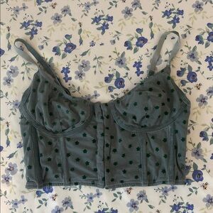 Green flower corset tank top